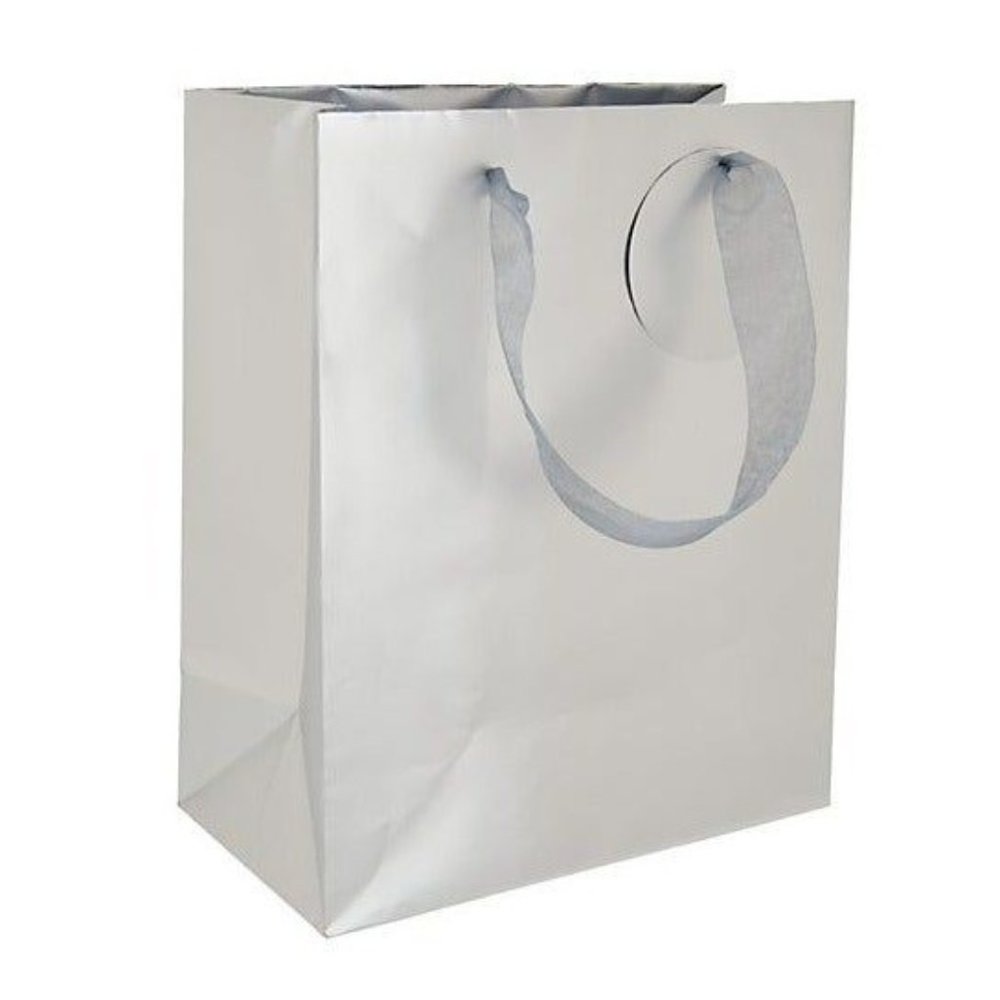 Set of Four Silver Gift Bags with Matching Tissue Paper